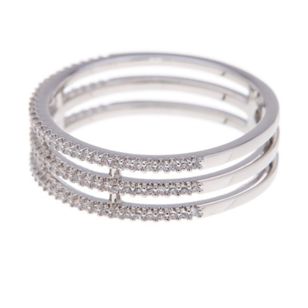 Nadri Triple Row CZ Rhodium Plated Ring